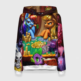 Женская толстовка 3D с принтом LITTLE PONY в городе Новоалтайск, 100% полиэстер  | двухслойный капюшон со шнурком для регулировки, мягкие манжеты на рукавах и по низу толстовки, спереди карман-кенгуру с мягким внутренним слоем. | my little pony | pinkie pie | scootaloo | spike | sweaty balls | искорка | крошка бель | маленькие пони | мульфтфильм | пони | скутолу | эппл блум