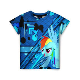Детская футболка 3D с принтом MY LITTLE PONY в городе Новоалтайск, 100% гипоаллергенный полиэфир | прямой крой, круглый вырез горловины, длина до линии бедер, чуть спущенное плечо, ткань немного тянется | my little pony | pinkie pie | scootaloo | spike | sweaty balls | искорка | крошка бель | маленькие пони | мульфтфильм | пони | скутолу | эппл блум