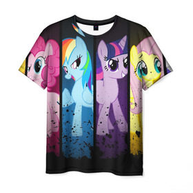 Мужская футболка 3D с принтом MY LITTLE PONY в городе Новоалтайск, 100% полиэфир | прямой крой, круглый вырез горловины, длина до линии бедер | Тематика изображения на принте: my little pony | pinkie pie | scootaloo | spike | sweaty balls | искорка | крошка бель | маленькие пони | мульфтфильм | пони | скутолу | эппл блум