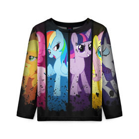 Детский лонгслив 3D с принтом MY LITTLE PONY в городе Новоалтайск, 100% полиэстер | длинные рукава, круглый вырез горловины, полуприлегающий силуэт
 | my little pony | pinkie pie | scootaloo | spike | sweaty balls | искорка | крошка бель | маленькие пони | мульфтфильм | пони | скутолу | эппл блум