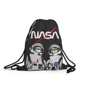 Рюкзак-мешок 3D с принтом Nasa cats austronaut  в городе Новоалтайск, 100% полиэстер | плотность ткани — 200 г/м2, размер — 35 х 45 см; лямки — толстые шнурки, застежка на шнуровке, без карманов и подкладки | cats austronaut | nasa | space | космос | кот космонавт | наса | насса