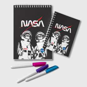 Блокнот с принтом Nasa cats austronaut в городе Новоалтайск, 100% бумага | 48 листов, плотность листов — 60 г/м2, плотность картонной обложки — 250 г/м2. Листы скреплены удобной пружинной спиралью. Цвет линий — светло-серый
 | cats austronaut | nasa | space | космос | кот космонавт | наса | насса