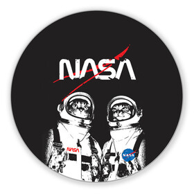 Коврик для мышки круглый с принтом Nasa cats austronaut  в городе Новоалтайск, резина и полиэстер | круглая форма, изображение наносится на всю лицевую часть | cats austronaut | nasa | space | космос | кот космонавт | наса | насса