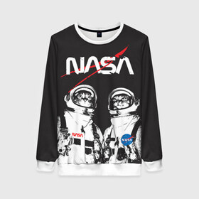 Женский свитшот 3D с принтом Nasa cats austronaut в городе Новоалтайск, 100% полиэстер с мягким внутренним слоем | круглый вырез горловины, мягкая резинка на манжетах и поясе, свободная посадка по фигуре | cats austronaut | nasa | space | космос | кот космонавт | наса | насса