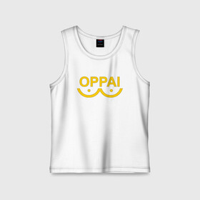 Детская майка хлопок с принтом ОППАЙ желтый в городе Новоалтайск,  |  | one punch man | onepunchman | oppai | saitama | ван панч мен | ванпанчмен | макото миядзаки | сайтама | человек один удар