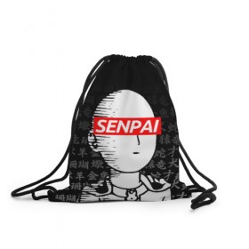 Рюкзак-мешок 3D с принтом SENPAI ONE PUNCH MAN в городе Новоалтайск, 100% полиэстер | плотность ткани — 200 г/м2, размер — 35 х 45 см; лямки — толстые шнурки, застежка на шнуровке, без карманов и подкладки | one punch man | onepunchman | oppai | saitama | ван панч мен | ванпанчмен | макото миядзаки | сайтама | человек один удар