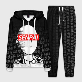 Мужской костюм 3D с принтом SENPAI ONE PUNCH MAN в городе Новоалтайск, 100% полиэстер | Манжеты и пояс оформлены тканевой резинкой, двухслойный капюшон со шнурком для регулировки, карманы спереди | one punch man | onepunchman | oppai | saitama | ван панч мен | ванпанчмен | макото миядзаки | сайтама | человек один удар