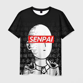 Мужская футболка 3D с принтом SENPAI ONE PUNCH MAN в городе Новоалтайск, 100% полиэфир | прямой крой, круглый вырез горловины, длина до линии бедер | one punch man | onepunchman | oppai | saitama | ван панч мен | ванпанчмен | макото миядзаки | сайтама | человек один удар