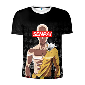 Мужская футболка 3D спортивная с принтом SENPAI ONE PUNCH MAN в городе Новоалтайск, 100% полиэстер с улучшенными характеристиками | приталенный силуэт, круглая горловина, широкие плечи, сужается к линии бедра | one punch man | onepunchman | oppai | saitama | ван панч мен | ванпанчмен | макото миядзаки | сайтама | человек один удар