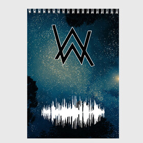 Скетчбук с принтом ALAN WALKER в городе Новоалтайск, 100% бумага
 | 48 листов, плотность листов — 100 г/м2, плотность картонной обложки — 250 г/м2. Листы скреплены сверху удобной пружинной спиралью | alan walker | aw | electro | electro music | music | алан уокер | музыка | музыкант | электро | электронная музыка