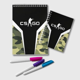 Блокнот с принтом CSGO Camouflage в городе Новоалтайск, 100% бумага | 48 листов, плотность листов — 60 г/м2, плотность картонной обложки — 250 г/м2. Листы скреплены удобной пружинной спиралью. Цвет линий — светло-серый
 | conter | counter | cs go | csgo | global | offensive | strike | контер | кс го | ксго | страйк