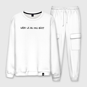 Мужской костюм хлопок с принтом BILLIE EILISH(+НА СПИНЕ) в городе Новоалтайск, 100% хлопок | на свитшоте круглая горловина, мягкая резинка по низу. Брюки заужены к низу, на них два вида карманов: два “обычных” по бокам и два объемных, с клапанами, расположенные ниже линии бедра. Брюки с мягкой трикотажной резинкой на поясе и по низу штанин. В поясе для дополнительного комфорта — широкие завязки | asleep | billie | billie eilish | eilish | music | pop | when we all fall asleep | билли | билли эйлиш | инди поп | музыка | поп | эйлиш | электропоп