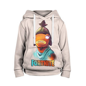 Детская толстовка 3D с принтом КАРАСЬ FORTNITE в городе Новоалтайск, 100% полиэстер | двухслойный капюшон со шнурком для регулировки, мягкие манжеты на рукавах и по низу толстовки, спереди карман-кенгуру с мягким внутренним слоем | Тематика изображения на принте: 10 | battle | fort | fortnite | royale | season | season x | битва | карась | королевская | сезон x | форт | фортнайт