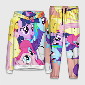 Женский костюм 3D (с толстовкой) с принтом МАЛЕНЬКИЕ ПОНИ в городе Новоалтайск,  |  | my little pony | pinkie pie | scootaloo | spike | sweaty balls | искорка | крошка бель | маленькие пони | мульфтфильм | пони | скутолу | эппл блум