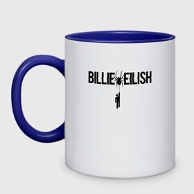 Кружка двухцветная с принтом BILLIE EILISH SPIDER в городе Новоалтайск, керамика | объем — 330 мл, диаметр — 80 мм. Цветная ручка и кайма сверху, в некоторых цветах — вся внутренняя часть | Тематика изображения на принте: be | billie | billie eilish | билли | билли айлиш