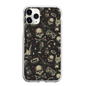 Чехол для iPhone 11 Pro Max матовый с принтом ROCK MUSIC в городе Новоалтайск, Силикон |  | Тематика изображения на принте: metal | metall | metallica | music | rock | rock music | гитара | коза | кости | магнитофон | метал | музыка | нефор | неформалы | рок | череп
