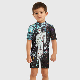 Детский купальный костюм 3D с принтом BILLIE EILISH в городе Новоалтайск, Полиэстер 85%, Спандекс 15% | застежка на молнии на спине | all | asleep | bad | bellyache | billie | blohsh | dont | eilish | eyes | fall | guy | logo | music | ocean | singer | smile | when | айлиш | били | билли | бэрд | лого | музыка | пайрат | певица | символ | эйлиш