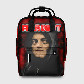 Женский рюкзак 3D с принтом Mr.robot  в городе Новоалтайск, 100% полиэстер | лямки с регулируемой длиной, сверху ручки, чтобы рюкзак нести как сумку. Основное отделение закрывается на молнию, как и внешний карман. Внутри два дополнительных кармана, один из которых закрывается на молнию. По бокам два дополнительных кармашка, куда поместится маленькая бутылочка
 | robot | драма | мистер | мистер робот | психологический триллер | рами малек | робот | технотриллер