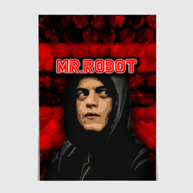 Постер с принтом Mr.robot  в городе Новоалтайск, 100% бумага
 | бумага, плотность 150 мг. Матовая, но за счет высокого коэффициента гладкости имеет небольшой блеск и дает на свету блики, но в отличии от глянцевой бумаги не покрыта лаком | Тематика изображения на принте: robot | драма | мистер | мистер робот | психологический триллер | рами малек | робот | технотриллер