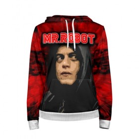 Женская толстовка 3D с принтом Mr.robot в городе Новоалтайск, 100% полиэстер  | двухслойный капюшон со шнурком для регулировки, мягкие манжеты на рукавах и по низу толстовки, спереди карман-кенгуру с мягким внутренним слоем. | robot | драма | мистер | мистер робот | психологический триллер | рами малек | робот | технотриллер