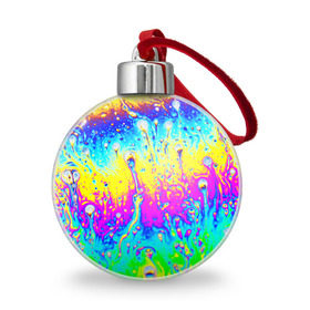 Ёлочный шар с принтом КИСЛОТНЫЙ СТИЛЬ в городе Новоалтайск, Пластик | Диаметр: 77 мм | abstract | abstraction | color | geometry | paitnt | psy | абстракция | геометрия | краски | неоновые | психоделика