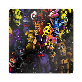 Магнит виниловый Квадрат с принтом FIVE NIGHTS AT FREDDYS в городе Новоалтайск, полимерный материал с магнитным слоем | размер 9*9 см, закругленные углы | 5 ночей с фредди | animation | bonnie | chica | five nights at freddys | fnaf | foxy | freddy | funny | horror | scary | бонни | майк | пять | ужас | фнаф | фокси | фредди | чика | шмидт