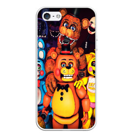 Чехол для iPhone 5/5S матовый с принтом FIVE NIGHTS AT FREDDYS в городе Новоалтайск, Силикон | Область печати: задняя сторона чехла, без боковых панелей | 5 ночей с фредди | animation | bonnie | chica | five nights at freddys | fnaf | foxy | freddy | funny | horror | scary | бонни | майк | пять | ужас | фнаф | фокси | фредди | чика | шмидт
