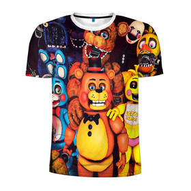 Мужская футболка 3D спортивная с принтом FIVE NIGHTS AT FREDDYS в городе Новоалтайск, 100% полиэстер с улучшенными характеристиками | приталенный силуэт, круглая горловина, широкие плечи, сужается к линии бедра | 5 ночей с фредди | animation | bonnie | chica | five nights at freddys | fnaf | foxy | freddy | funny | horror | scary | бонни | майк | пять | ужас | фнаф | фокси | фредди | чика | шмидт