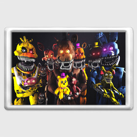 Магнит 45*70 с принтом FIVE NIGHTS AT FREDDYS в городе Новоалтайск, Пластик | Размер: 78*52 мм; Размер печати: 70*45 | 5 ночей с фредди | animation | bonnie | chica | five nights at freddys | fnaf | foxy | freddy | funny | horror | scary | бонни | майк | пять | ужас | фнаф | фокси | фредди | чика | шмидт