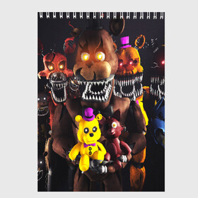 Скетчбук с принтом FIVE NIGHTS AT FREDDYS в городе Новоалтайск, 100% бумага
 | 48 листов, плотность листов — 100 г/м2, плотность картонной обложки — 250 г/м2. Листы скреплены сверху удобной пружинной спиралью | 5 ночей с фредди | animation | bonnie | chica | five nights at freddys | fnaf | foxy | freddy | funny | horror | scary | бонни | майк | пять | ужас | фнаф | фокси | фредди | чика | шмидт