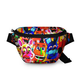 Поясная сумка 3D с принтом FIVE NIGHTS AT FREDDYS в городе Новоалтайск, 100% полиэстер | плотная ткань, ремень с регулируемой длиной, внутри несколько карманов для мелочей, основное отделение и карман с обратной стороны сумки застегиваются на молнию | 5 ночей с фредди | animation | bonnie | chica | five nights at freddys | fnaf | foxy | freddy | funny | horror | scary | бонни | майк | пять | ужас | фнаф | фокси | фредди | чика | шмидт