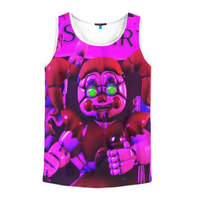 Мужская майка 3D с принтом FIVE NIGHTS AT FREDDYS в городе Новоалтайск, 100% полиэстер | круглая горловина, приталенный силуэт, длина до линии бедра. Пройма и горловина окантованы тонкой бейкой | Тематика изображения на принте: 5 ночей с фредди | animation | bonnie | chica | five nights at freddys | fnaf | foxy | freddy | funny | horror | scary | бонни | майк | пять | ужас | фнаф | фокси | фредди | чика | шмидт