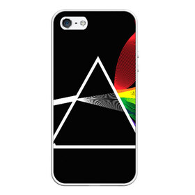 Чехол для iPhone 5/5S матовый с принтом PINK FLOYD в городе Новоалтайск, Силикон | Область печати: задняя сторона чехла, без боковых панелей | music | pink floyd | the dark side of the moon | космос | луна | музыка | пинк флойд | призма | рок | треугольник | триангулярная призма