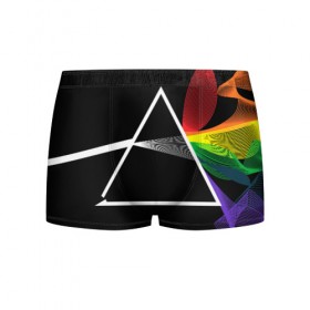 Мужские трусы 3D с принтом PINK FLOYD в городе Новоалтайск, 50% хлопок, 50% полиэстер | классическая посадка, на поясе мягкая тканевая резинка | music | pink floyd | the dark side of the moon | космос | луна | музыка | пинк флойд | призма | рок | треугольник | триангулярная призма