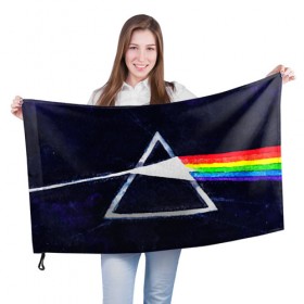 Флаг 3D с принтом PINK FLOYD в городе Новоалтайск, 100% полиэстер | плотность ткани — 95 г/м2, размер — 67 х 109 см. Принт наносится с одной стороны | music | pink floyd | the dark side of the moon | космос | луна | музыка | пинк флойд | призма | рок | треугольник | триангулярная призма