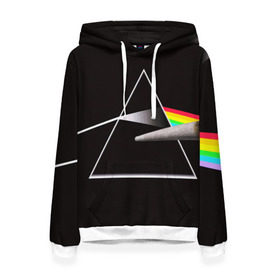 Женская толстовка 3D с принтом PINK FLOYD в городе Новоалтайск, 100% полиэстер  | двухслойный капюшон со шнурком для регулировки, мягкие манжеты на рукавах и по низу толстовки, спереди карман-кенгуру с мягким внутренним слоем. | music | pink floyd | the dark side of the moon | космос | луна | музыка | пинк флойд | призма | рок | треугольник | триангулярная призма