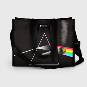 Сумка-шоппер 3D с принтом PINK FLOYD в городе Новоалтайск, 100% полиэстер | застегивается на металлическую кнопку; внутренний карман застегивается на молнию. Стенки укреплены специальным мягким материалом, чтобы защитить содержимое от несильных ударов
 | music | pink floyd | the dark side of the moon | космос | луна | музыка | пинк флойд | призма | рок | треугольник | триангулярная призма