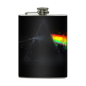 Фляга с принтом PINK FLOYD в городе Новоалтайск, металлический корпус | емкость 0,22 л, размер 125 х 94 мм. Виниловая наклейка запечатывается полностью | Тематика изображения на принте: music | pink floyd | the dark side of the moon | космос | луна | музыка | пинк флойд | призма | рок | треугольник | триангулярная призма