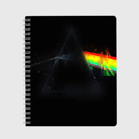 Тетрадь с принтом PINK FLOYD в городе Новоалтайск, 100% бумага | 48 листов, плотность листов — 60 г/м2, плотность картонной обложки — 250 г/м2. Листы скреплены сбоку удобной пружинной спиралью. Уголки страниц и обложки скругленные. Цвет линий — светло-серый
 | music | pink floyd | the dark side of the moon | космос | луна | музыка | пинк флойд | призма | рок | треугольник | триангулярная призма