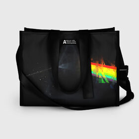 Сумка-шоппер 3D с принтом PINK FLOYD в городе Новоалтайск, 100% полиэстер | застегивается на металлическую кнопку; внутренний карман застегивается на молнию. Стенки укреплены специальным мягким материалом, чтобы защитить содержимое от несильных ударов
 | music | pink floyd | the dark side of the moon | космос | луна | музыка | пинк флойд | призма | рок | треугольник | триангулярная призма