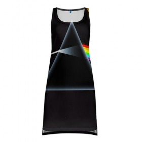 Платье-майка 3D с принтом PINK FLOYD в городе Новоалтайск, 100% полиэстер | полуприлегающий силуэт, широкие бретели, круглый вырез горловины, удлиненный подол сзади. | music | pink floyd | the dark side of the moon | космос | луна | музыка | пинк флойд | призма | рок | треугольник | триангулярная призма