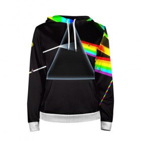 Женская толстовка 3D с принтом PINK FLOYD в городе Новоалтайск, 100% полиэстер  | двухслойный капюшон со шнурком для регулировки, мягкие манжеты на рукавах и по низу толстовки, спереди карман-кенгуру с мягким внутренним слоем. | music | pink floyd | the dark side of the moon | космос | луна | музыка | пинк флойд | призма | рок | треугольник | триангулярная призма