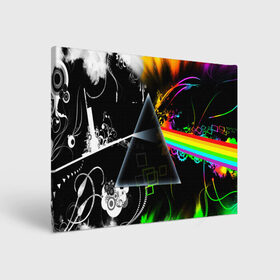 Холст прямоугольный с принтом PINK FLOYD в городе Новоалтайск, 100% ПВХ |  | music | pink floyd | the dark side of the moon | космос | луна | музыка | пинк флойд | призма | рок | треугольник | триангулярная призма