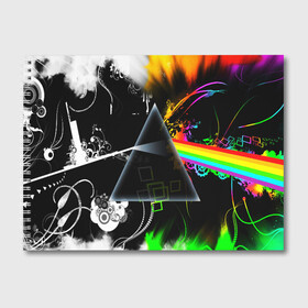 Альбом для рисования с принтом PINK FLOYD в городе Новоалтайск, 100% бумага
 | матовая бумага, плотность 200 мг. | music | pink floyd | the dark side of the moon | космос | луна | музыка | пинк флойд | призма | рок | треугольник | триангулярная призма