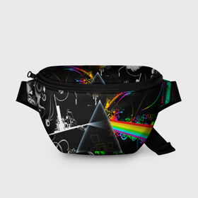 Поясная сумка 3D с принтом PINK FLOYD в городе Новоалтайск, 100% полиэстер | плотная ткань, ремень с регулируемой длиной, внутри несколько карманов для мелочей, основное отделение и карман с обратной стороны сумки застегиваются на молнию | music | pink floyd | the dark side of the moon | космос | луна | музыка | пинк флойд | призма | рок | треугольник | триангулярная призма