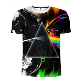 Мужская футболка 3D спортивная с принтом PINK FLOYD в городе Новоалтайск, 100% полиэстер с улучшенными характеристиками | приталенный силуэт, круглая горловина, широкие плечи, сужается к линии бедра | music | pink floyd | the dark side of the moon | космос | луна | музыка | пинк флойд | призма | рок | треугольник | триангулярная призма