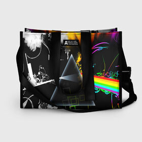 Сумка-шоппер 3D с принтом PINK FLOYD в городе Новоалтайск, 100% полиэстер | застегивается на металлическую кнопку; внутренний карман застегивается на молнию. Стенки укреплены специальным мягким материалом, чтобы защитить содержимое от несильных ударов
 | music | pink floyd | the dark side of the moon | космос | луна | музыка | пинк флойд | призма | рок | треугольник | триангулярная призма
