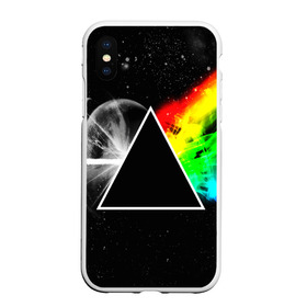 Чехол для iPhone XS Max матовый с принтом PINK FLOYD в городе Новоалтайск, Силикон | Область печати: задняя сторона чехла, без боковых панелей | music | pink floyd | the dark side of the moon | космос | луна | музыка | пинк флойд | призма | рок | треугольник | триангулярная призма