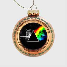 Стеклянный ёлочный шар с принтом PINK FLOYD в городе Новоалтайск, Стекло | Диаметр: 80 мм | music | pink floyd | the dark side of the moon | космос | луна | музыка | пинк флойд | призма | рок | треугольник | триангулярная призма