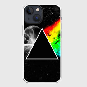 Чехол для iPhone 13 mini с принтом PINK FLOYD в городе Новоалтайск,  |  | music | pink floyd | the dark side of the moon | космос | луна | музыка | пинк флойд | призма | рок | треугольник | триангулярная призма
